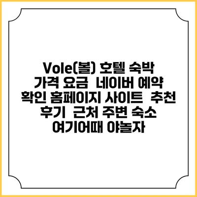Vole(볼) 호텔 숙박 가격 요금 | 네이버 예약 확인 홈페이지 사이트 | 추천 후기 | 근처 주변 숙소 | 여기어때 야놀자