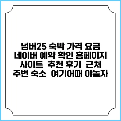 넘버25 숙박 가격 요금 | 네이버 예약 확인 홈페이지 사이트 | 추천 후기 | 근처 주변 숙소 | 여기어때 야놀자
