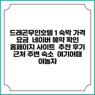 드래곤무인호텔 1 숙박 가격 요금 | 네이버 예약 확인 홈페이지 사이트 | 추천 후기 | 근처 주변 숙소 | 여기어때 야놀자