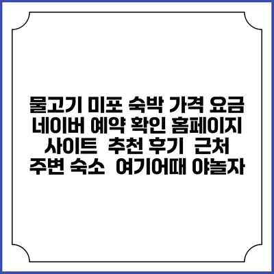 물고기 미포 숙박 가격 요금 | 네이버 예약 확인 홈페이지 사이트 | 추천 후기 | 근처 주변 숙소 | 여기어때 야놀자