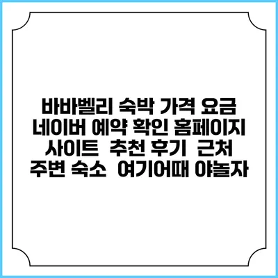 바바벨리 숙박 가격 요금 | 네이버 예약 확인 홈페이지 사이트 | 추천 후기 | 근처 주변 숙소 | 여기어때 야놀자