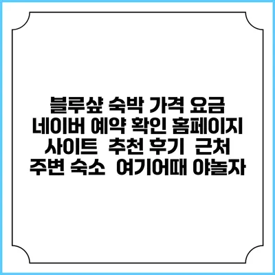 블루샾 숙박 가격 요금 | 네이버 예약 확인 홈페이지 사이트 | 추천 후기 | 근처 주변 숙소 | 여기어때 야놀자