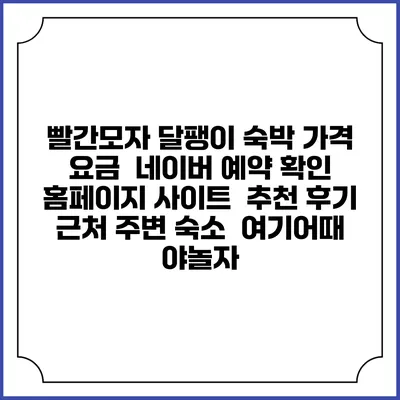 빨간모자 달팽이 숙박 가격 요금 | 네이버 예약 확인 홈페이지 사이트 | 추천 후기 | 근처 주변 숙소 | 여기어때 야놀자