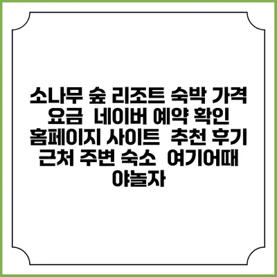 소나무 숲 리조트 숙박 가격 요금 | 네이버 예약 확인 홈페이지 사이트 | 추천 후기 | 근처 주변 숙소 | 여기어때 야놀자