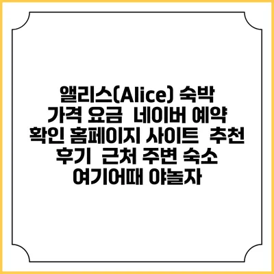 앨리스(Alice) 숙박 가격 요금 | 네이버 예약 확인 홈페이지 사이트 | 추천 후기 | 근처 주변 숙소 | 여기어때 야놀자