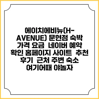 에이치에비뉴(H-AVENUE) 문현점 숙박 가격 요금 | 네이버 예약 확인 홈페이지 사이트 | 추천 후기 | 근처 주변 숙소 | 여기어때 야놀자