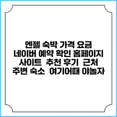 엔젤 숙박 가격 요금 | 네이버 예약 확인 홈페이지 사이트 | 추천 후기 | 근처 주변 숙소 | 여기어때 야놀자