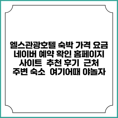 엘스관광호텔 숙박 가격 요금 | 네이버 예약 확인 홈페이지 사이트 | 추천 후기 | 근처 주변 숙소 | 여기어때 야놀자