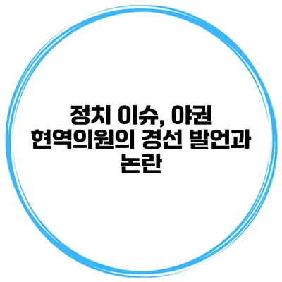 정치 이슈, 야권 현역의원의 경선 발언과 논란