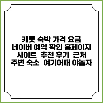 캐롯 숙박 가격 요금 | 네이버 예약 확인 홈페이지 사이트 | 추천 후기 | 근처 주변 숙소 | 여기어때 야놀자