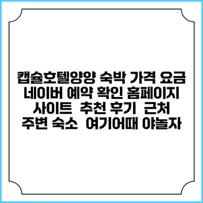 캡슐호텔양양 숙박 가격 요금 | 네이버 예약 확인 홈페이지 사이트 | 추천 후기 | 근처 주변 숙소 | 여기어때 야놀자