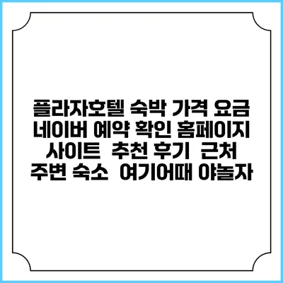 플라자호텔 숙박 가격 요금 | 네이버 예약 확인 홈페이지 사이트 | 추천 후기 | 근처 주변 숙소 | 여기어때 야놀자