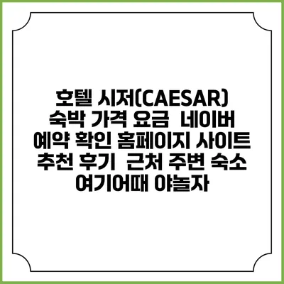 호텔 시저(CAESAR) 숙박 가격 요금 | 네이버 예약 확인 홈페이지 사이트 | 추천 후기 | 근처 주변 숙소 | 여기어때 야놀자
