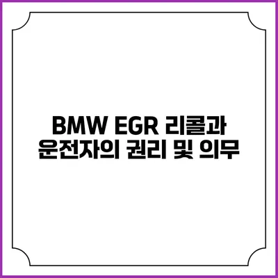 BMW EGR 리콜과 운전자의 권리 및 의무