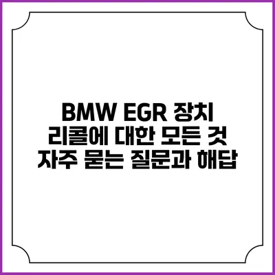 BMW EGR 장치 리콜에 대한 모든 것: 자주 묻는 질문과 해답