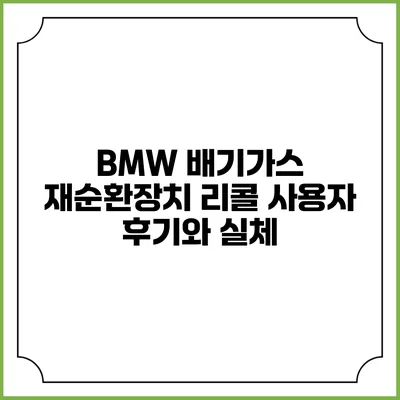 BMW 배기가스 재순환장치 리콜: 사용자 후기와 실체