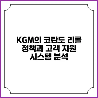 KGM의 코란도 리콜 정책과 고객 지원 시스템 분석