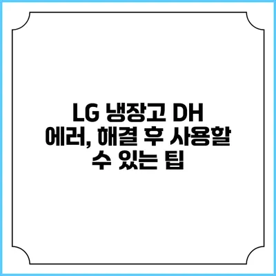 LG 냉장고 DH 에러, 해결 후 사용할 수 있는 팁