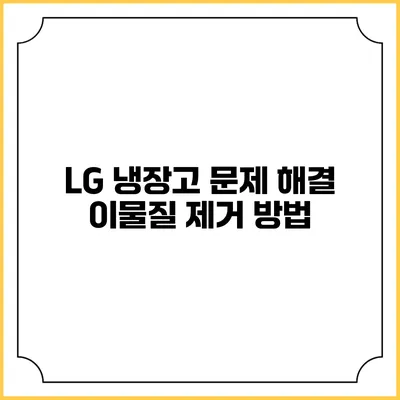 LG 냉장고 문제 해결 이물질 제거 방법