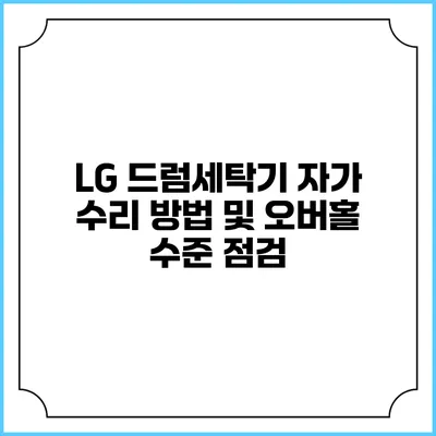 LG 드럼세탁기 자가 수리 방법 및 오버홀 수준 점검