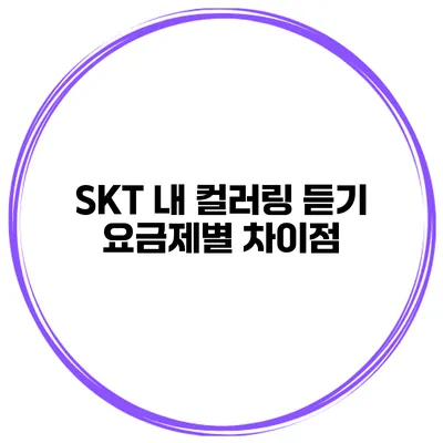 SKT 내 컬러링 듣기 요금제별 차이점