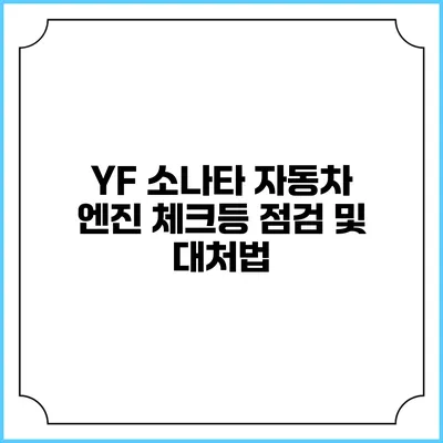 YF 소나타 자동차 엔진 체크등 점검 및 대처법