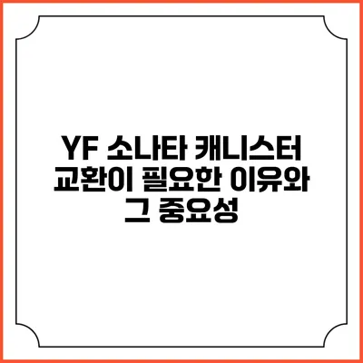 YF 소나타 캐니스터 교환이 필요한 이유와 그 중요성
