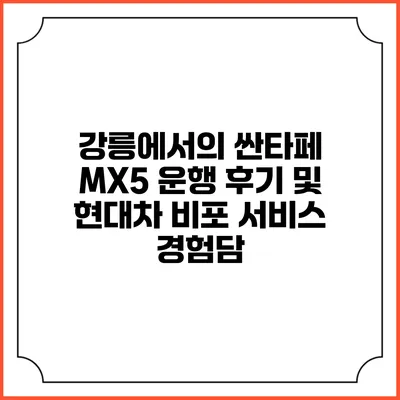 강릉에서의 싼타페 MX5 운행 후기 및 현대차 비포 서비스 경험담