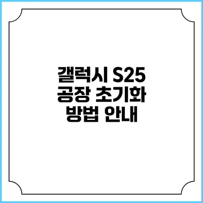 갤럭시 S25 공장 초기화 방법 안내