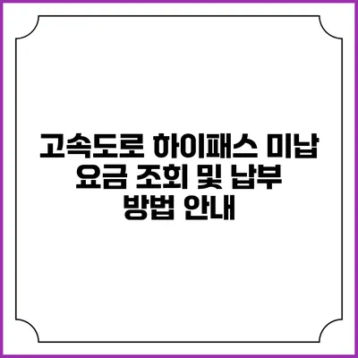 고속도로 하이패스 미납 요금 조회 및 납부 방법 안내