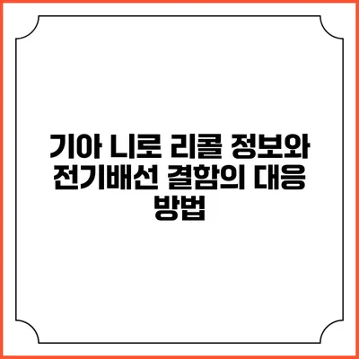기아 니로 리콜 정보와 전기배선 결함의 대응 방법