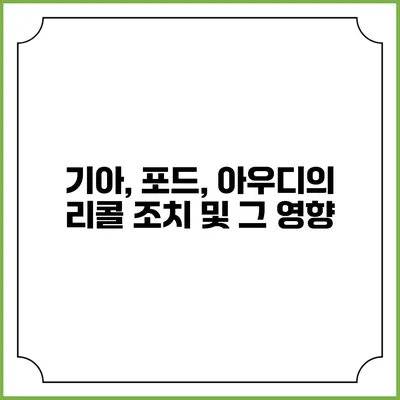 기아, 포드, 아우디의 리콜 조치 및 그 영향