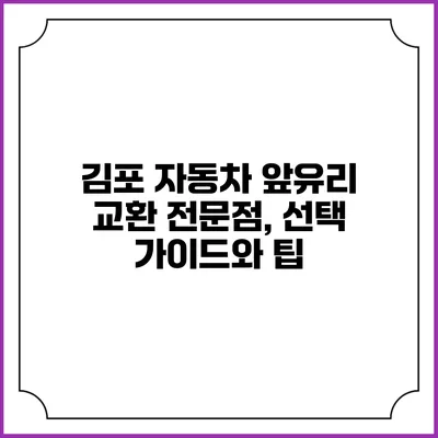 김포 자동차 앞유리 교환 전문점, 선택 가이드와 팁