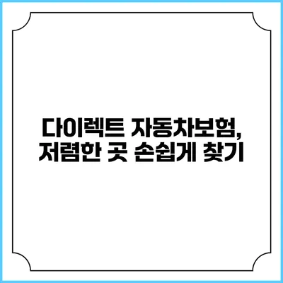 다이렉트 자동차보험, 저렴한 곳 손쉽게 찾기