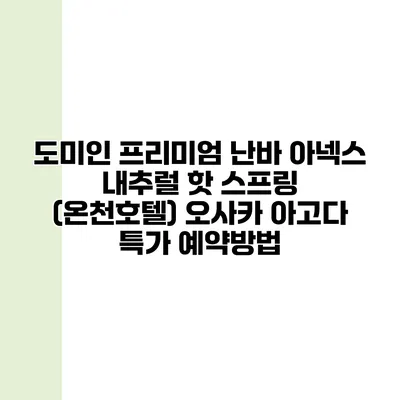도미인 프리미엄 난바 아넥스 내추럴 핫 스프링 (온천호텔) 오사카 아고다 특가 예약방법