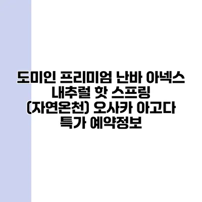 도미인 프리미엄 난바 아넥스 내추럴 핫 스프링 (자연온천) 오사카 아고다 특가 예약정보