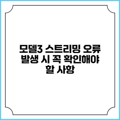 모델3 스트리밍 오류 발생 시 꼭 확인해야 할 사항