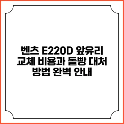 벤츠 E220D 앞유리 교체 비용과 돌빵 대처 방법 완벽 안내