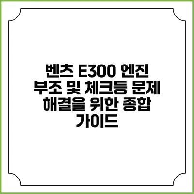 벤츠 E300 엔진 부조 및 체크등 문제 해결을 위한 종합 가이드