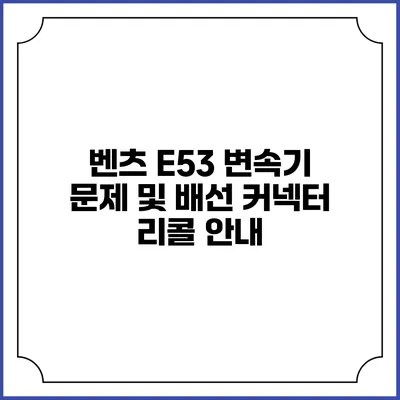 벤츠 E53 변속기 문제 및 배선 커넥터 리콜 안내