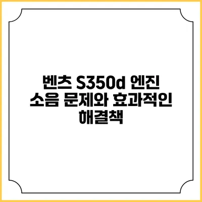 벤츠 S350d 엔진 소음 문제와 효과적인 해결책