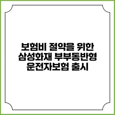 보험비 절약을 위한 삼성화재 부부동반형 운전자보험 출시