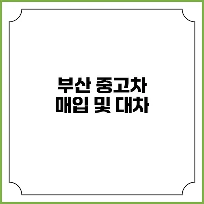 부산 중고차 매입 및 대차