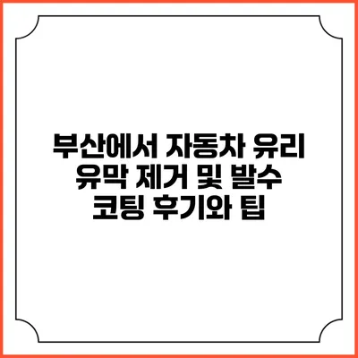 부산에서 자동차 유리 유막 제거 및 발수 코팅 후기와 팁