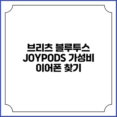 브리츠 블루투스 JOYPODS 가성비 이어폰 찾기