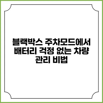 블랙박스 주차모드에서 배터리 걱정 없는 차량 관리 비법
