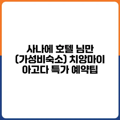 사나에 호텔 님만 (가성비숙소) 치앙마이 아고다 특가 예약팁