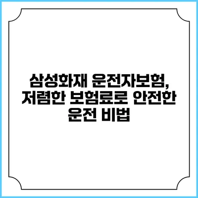 삼성화재 운전자보험, 저렴한 보험료로 안전한 운전 비법