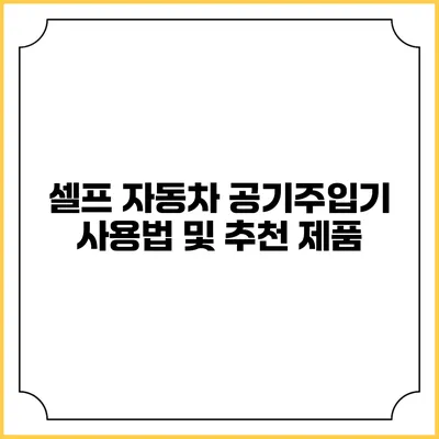 셀프 자동차 공기주입기 사용법 및 추천 제품