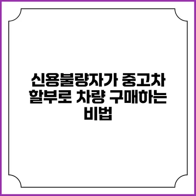 신용불량자가 중고차 할부로 차량 구매하는 비법